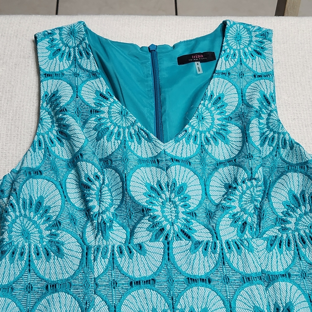 Trina Turk Women's Carpinteria Sleeveless V Neck Drop Flounce Dress Women's 8 - Picture 6 of 11